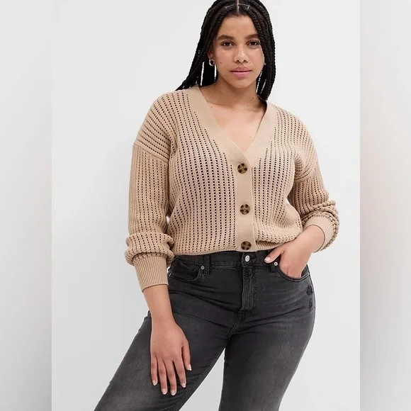 GAP Crochet Cardigan 100% Cotton Size L - Picture 2 of 9